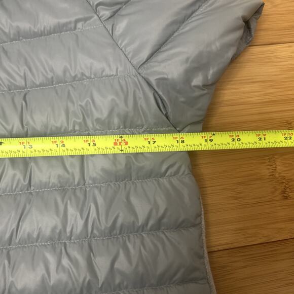 Anorak Gray Mixed Media Quilted Short Sleeve Down Hoodie Jacket -Lightweight SM - Picture 5 of 8